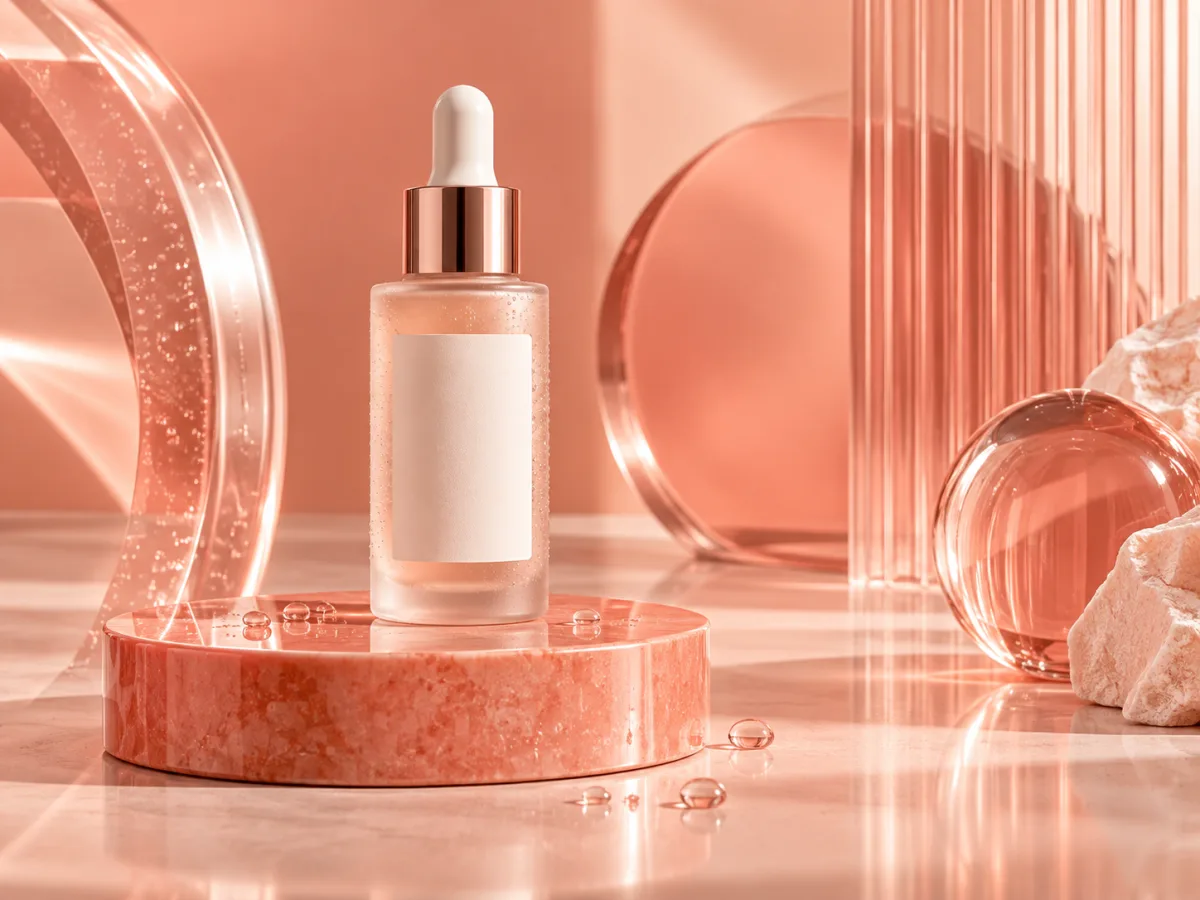 AI-generated skincare serum product advertising concept