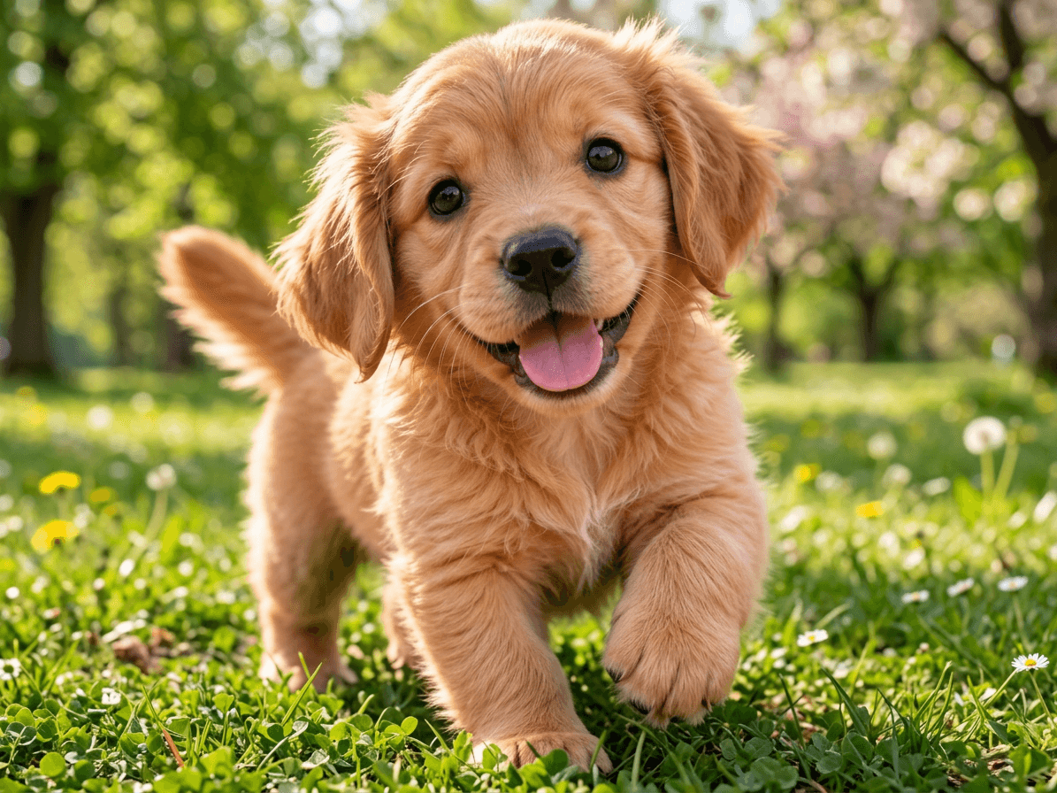 Dog outdoors in a spring park with a softly blurred green background generated with Nano Banana 2.1