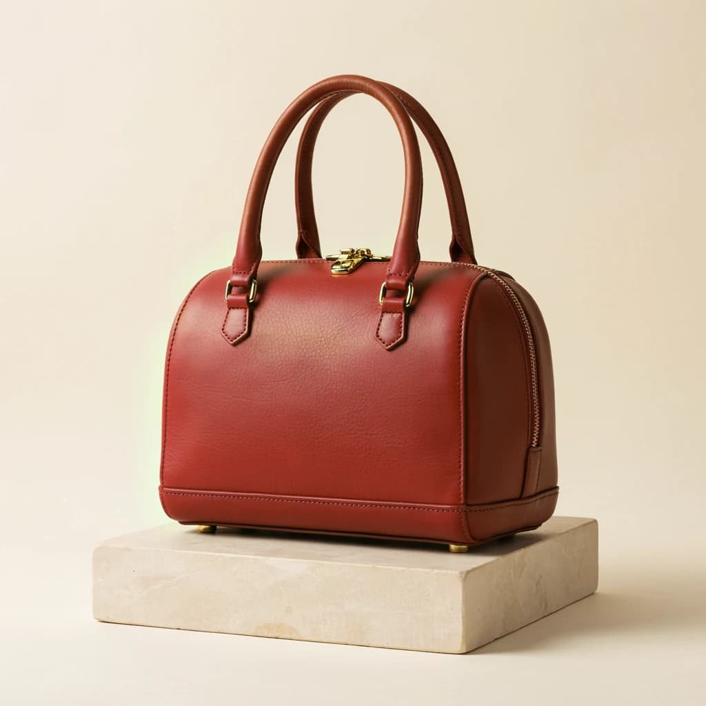 Ideogram 4.5 precise edit product color after: red handbag body with brown handles