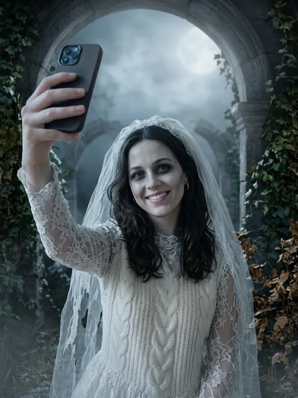 AI ghost bride Halloween costume generated from a selfie