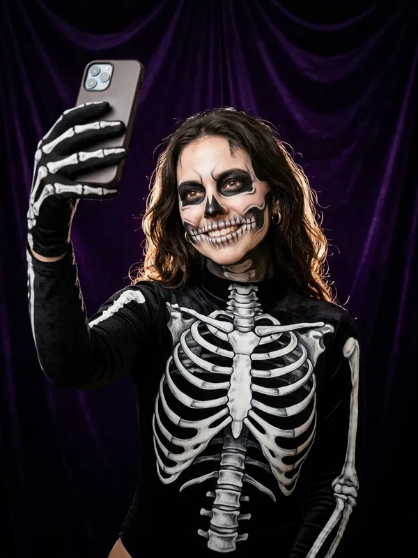 AI skeleton Halloween costume generated from a selfie
