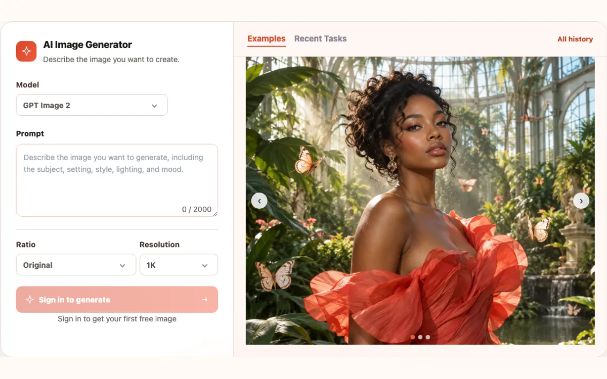 AI Image Generator tool interface screenshot